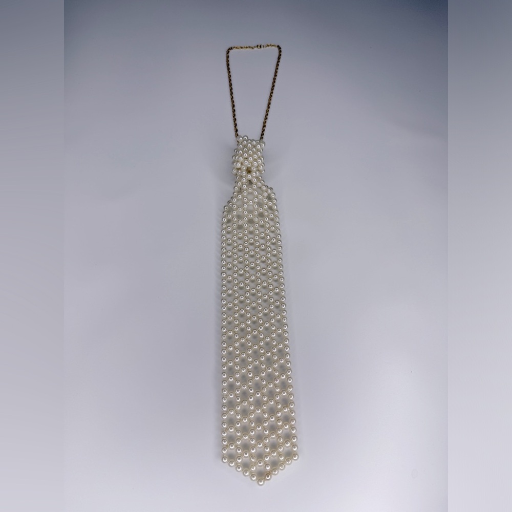Vintage Faux Pearl Necktie - Picture 3 of 6